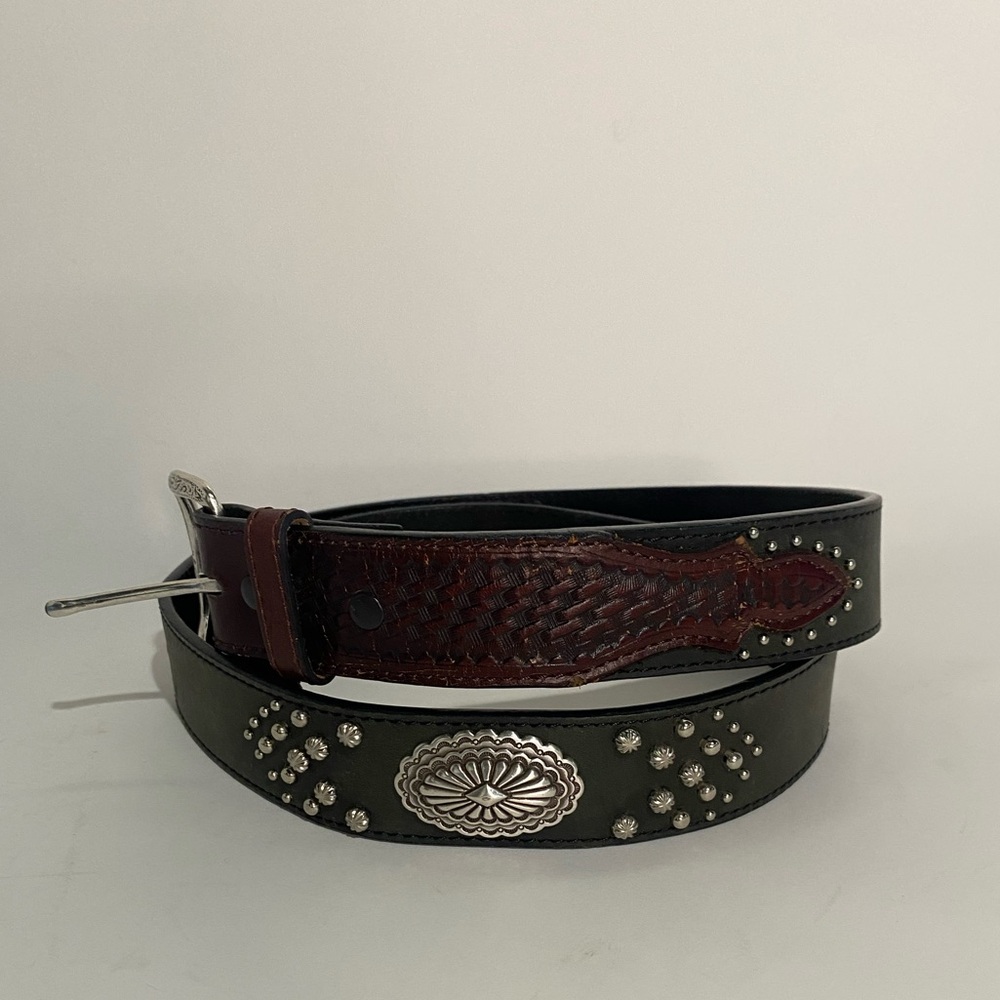 Texas Leather Mfg Western Belt Womens Fashion Silver Accent Cowgirl Country